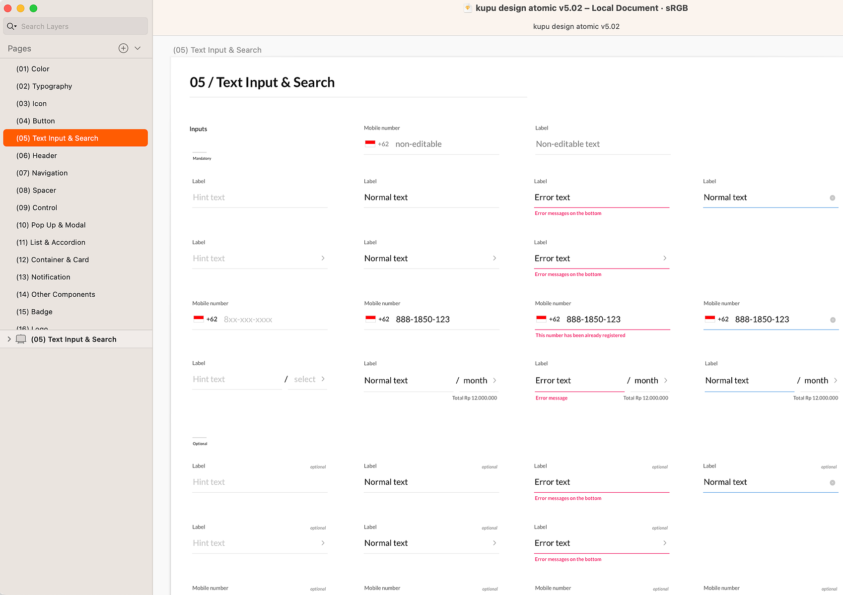 KUPU calendar and input