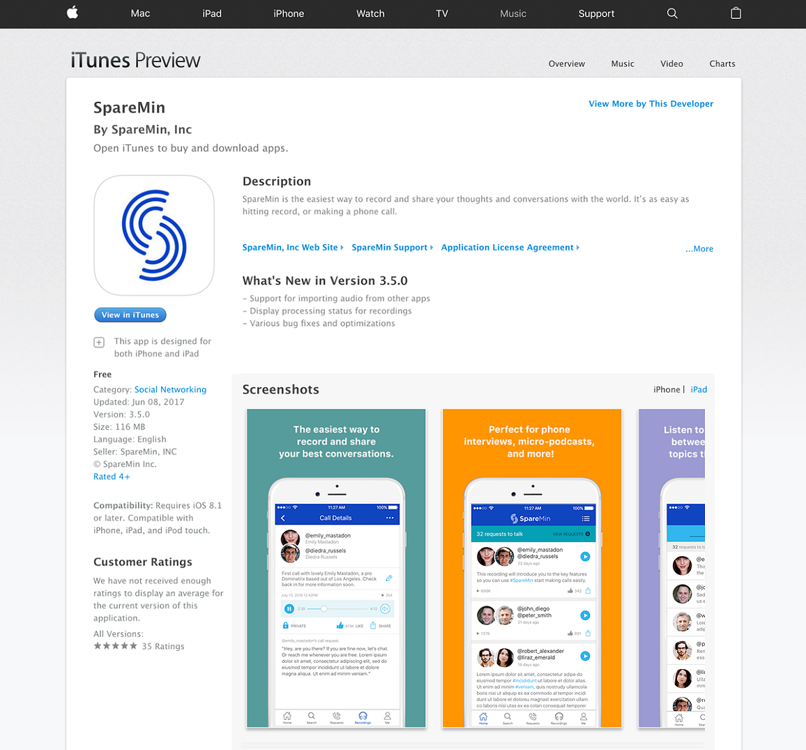 sparemin appstore